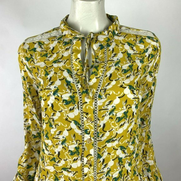 Anthropologie Maeve Rabbit Blouse Top Bunny Print - Picture 5 of 12